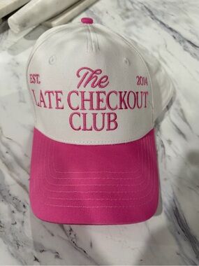 The Late Checkout Club Pink & White Baseball Cap